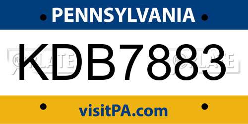 KDB7883 Pennsylvania License Plate
