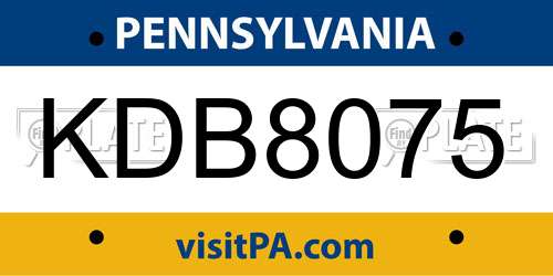 KDB8075 Pennsylvania License Plate