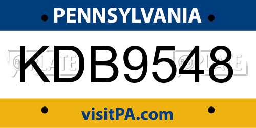 KDB9548 Pennsylvania License Plate
