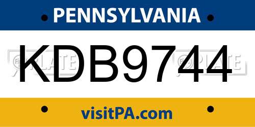 KDB9744 Pennsylvania License Plate