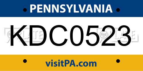 KDC0523 Pennsylvania License Plate