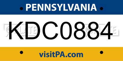 KDC0884 Pennsylvania License Plate