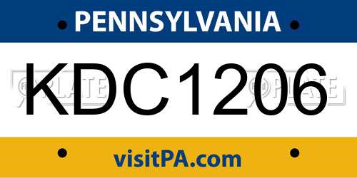 KDC1206 Pennsylvania License Plate
