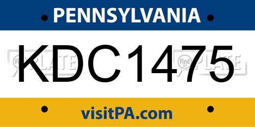 KDC1475 Pennsylvania License Plate