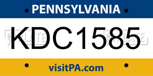 KDC1585 Pennsylvania License Plate