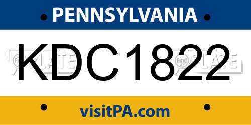 KDC1822 Pennsylvania License Plate