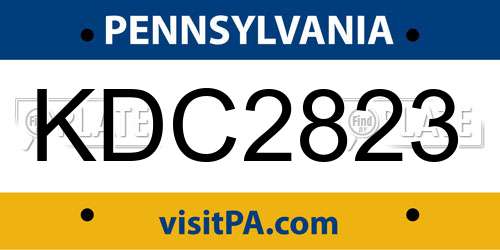 KDC2823 Pennsylvania License Plate