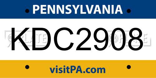 KDC2908 Pennsylvania License Plate