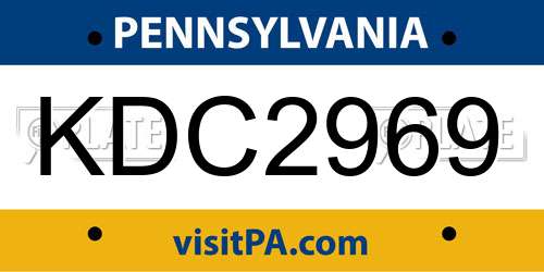 KDC2969 Pennsylvania License Plate