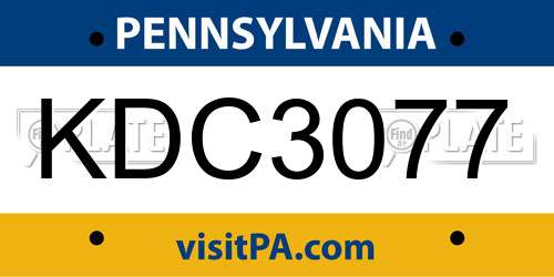 KDC3077 Pennsylvania License Plate