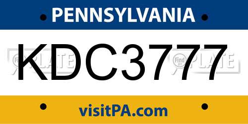 KDC3777 Pennsylvania License Plate