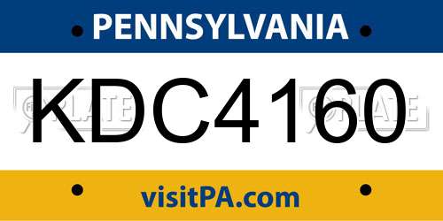 KDC4160 Pennsylvania License Plate