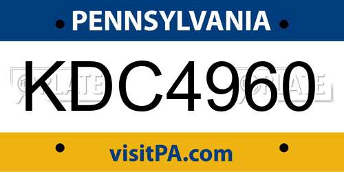 KDC4960 Pennsylvania License Plate