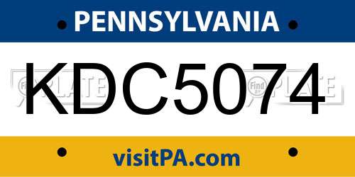 KDC5074 Pennsylvania License Plate