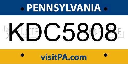 KDC5808 Pennsylvania License Plate
