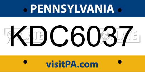 KDC6037 Pennsylvania License Plate