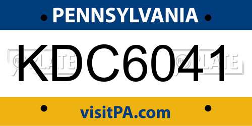KDC6041 Pennsylvania License Plate