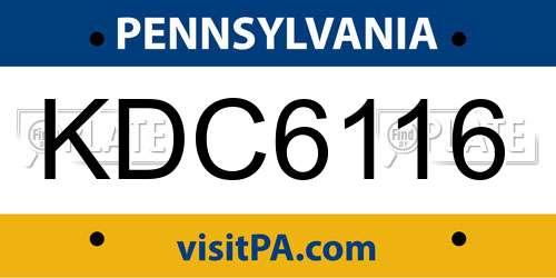 KDC6116 Pennsylvania License Plate