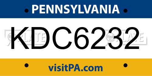 KDC6232 Pennsylvania License Plate