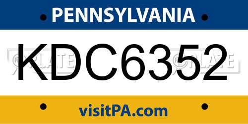 KDC6352 Pennsylvania License Plate