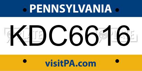 KDC6616 Pennsylvania License Plate