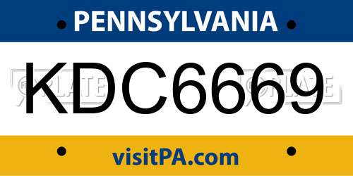 KDC6669 Pennsylvania License Plate