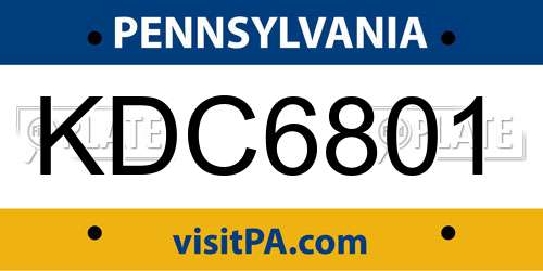 KDC6801 Pennsylvania License Plate