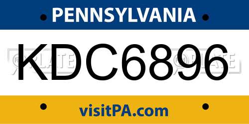 KDC6896 Pennsylvania License Plate
