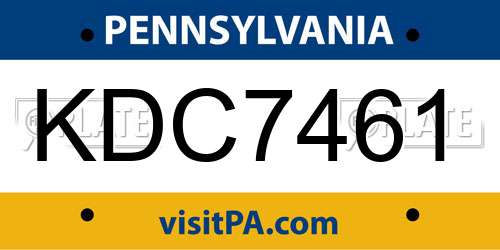 KDC7461 Pennsylvania License Plate