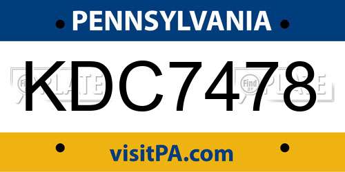 KDC7478 Pennsylvania License Plate
