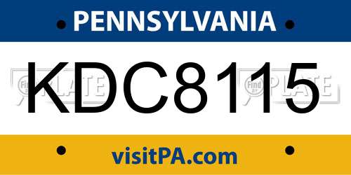 KDC8115 Pennsylvania License Plate