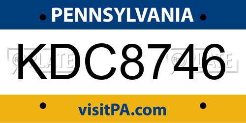 KDC8746 Pennsylvania License Plate