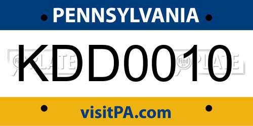 KDD0010 Pennsylvania License Plate