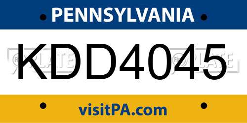 KDD4045 Pennsylvania License Plate