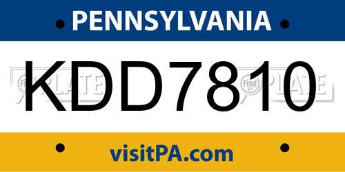 KDD7810 Pennsylvania License Plate
