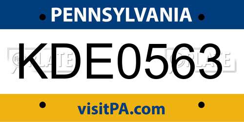 KDE0563 Pennsylvania License Plate