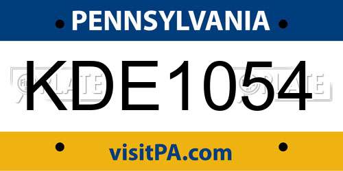 KDE1054 Pennsylvania License Plate