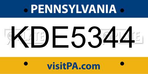 KDE5344 Pennsylvania License Plate