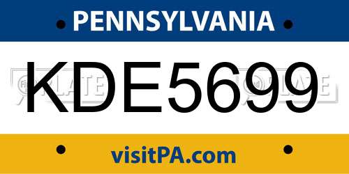 KDE5699 Pennsylvania License Plate