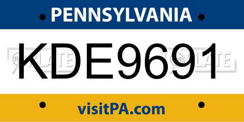 KDE9691 Pennsylvania License Plate