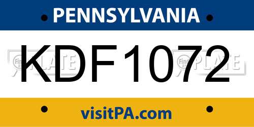 KDF1072 Pennsylvania License Plate