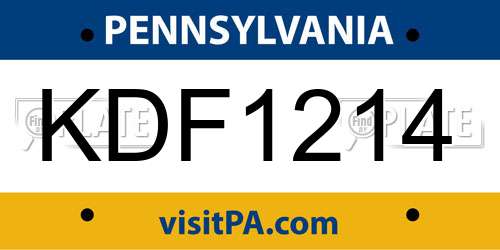 KDF1214 Pennsylvania License Plate