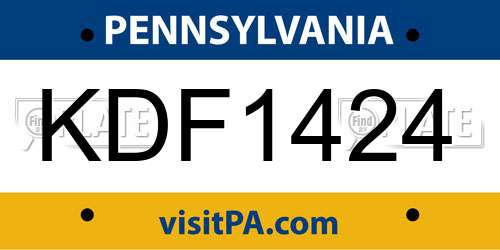 KDF1424 Pennsylvania License Plate