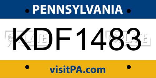 KDF1483 Pennsylvania License Plate