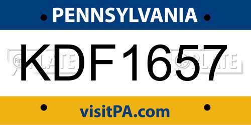 KDF1657 Pennsylvania License Plate