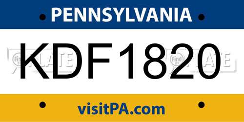 KDF1820 Pennsylvania License Plate