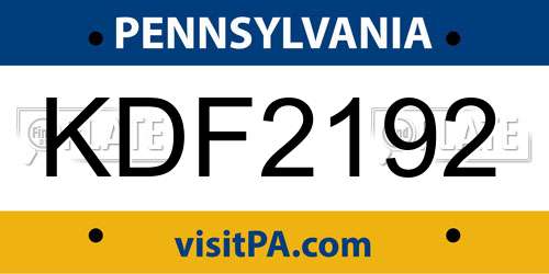 KDF2192 Pennsylvania License Plate
