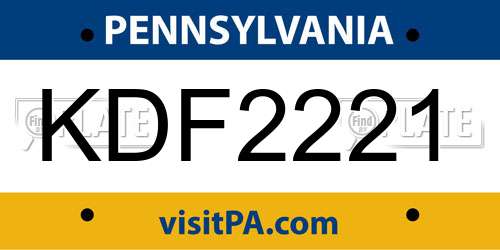 KDF2221 Pennsylvania License Plate