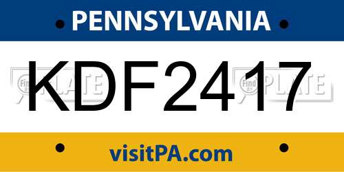KDF2417 Pennsylvania License Plate