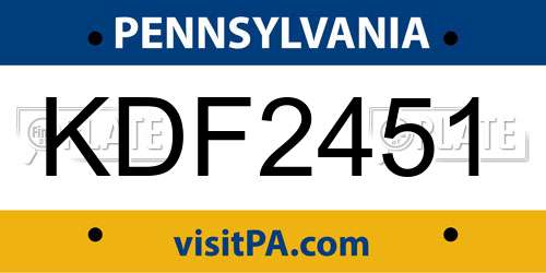 KDF2451 Pennsylvania License Plate